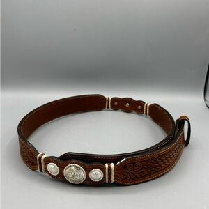 Women’s Brown Leather Tony Lama Concho Belt